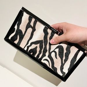 NWT Zebra print Cowhide Clutch